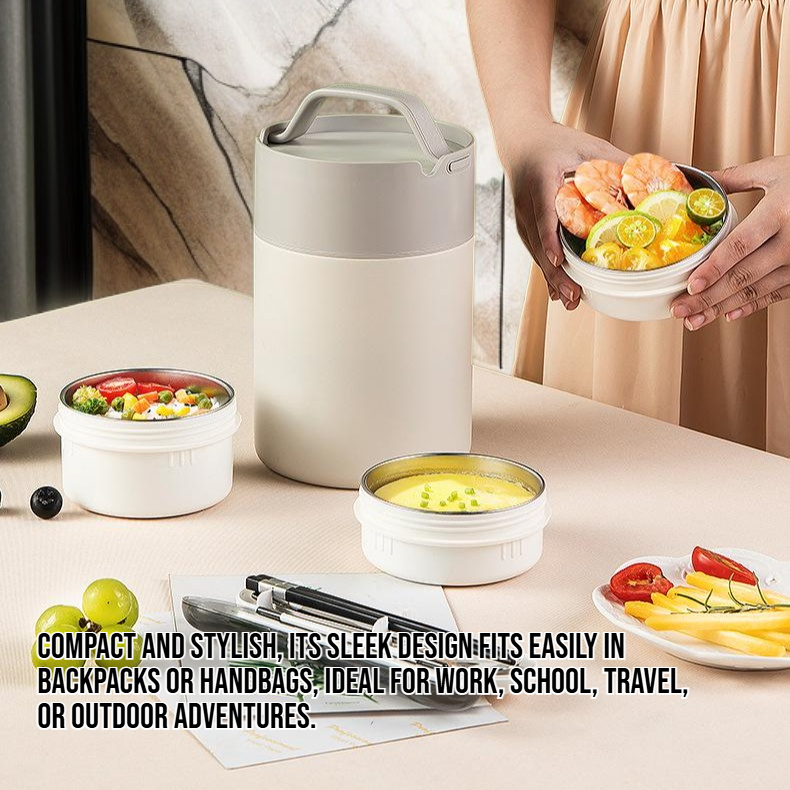 Leak-proof stainless steel lunch container with lid