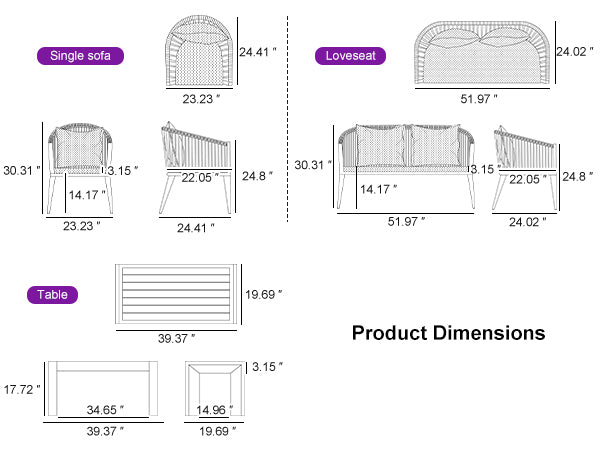 PURPLE LEAF Patio Conversation Set