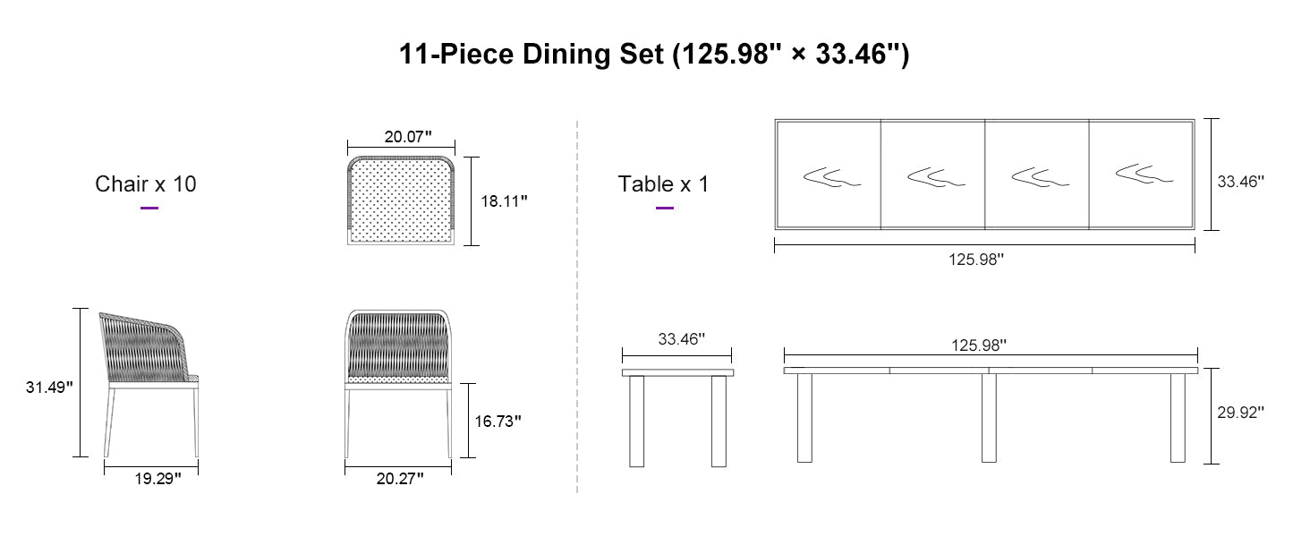 PURPLE LEAF Dining Set