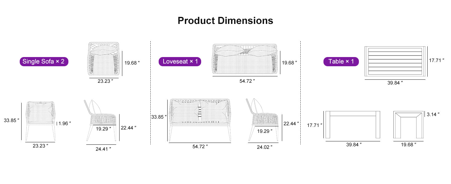 PURPLE LEAF Patio Conversation Set