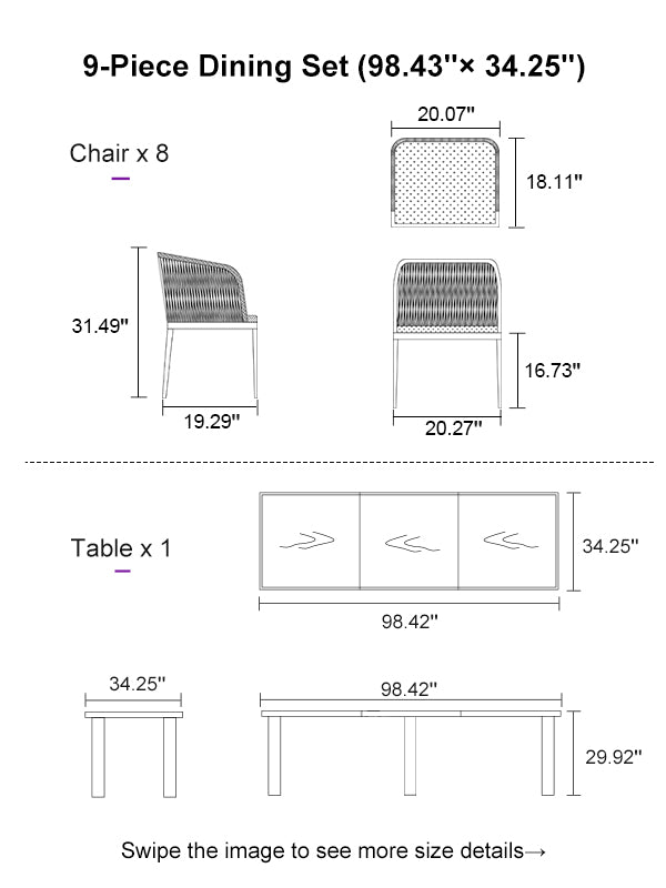 PURPLE LEAF Dining Set