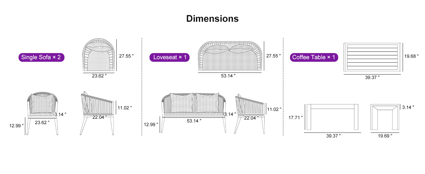 PURPLE LEAF Patio Conversation Set