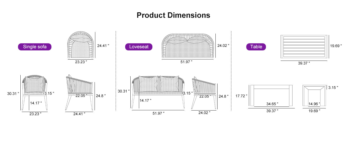 PURPLE LEAF Patio Conversation Set
