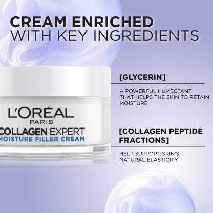 L'Orthtéal Paris Collagen Expert Moisture-Filling Cream, With Glycerin & Collagen Peptide Fractions