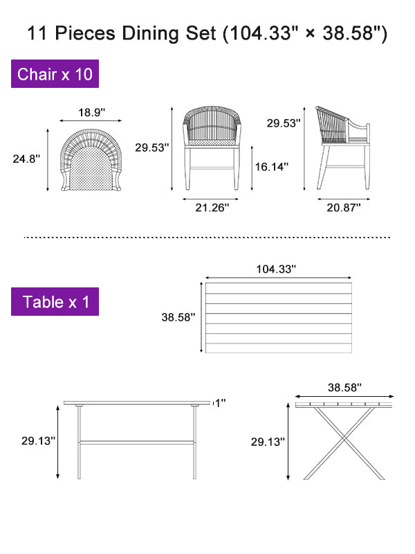 PURPLE LEAF Dining Set