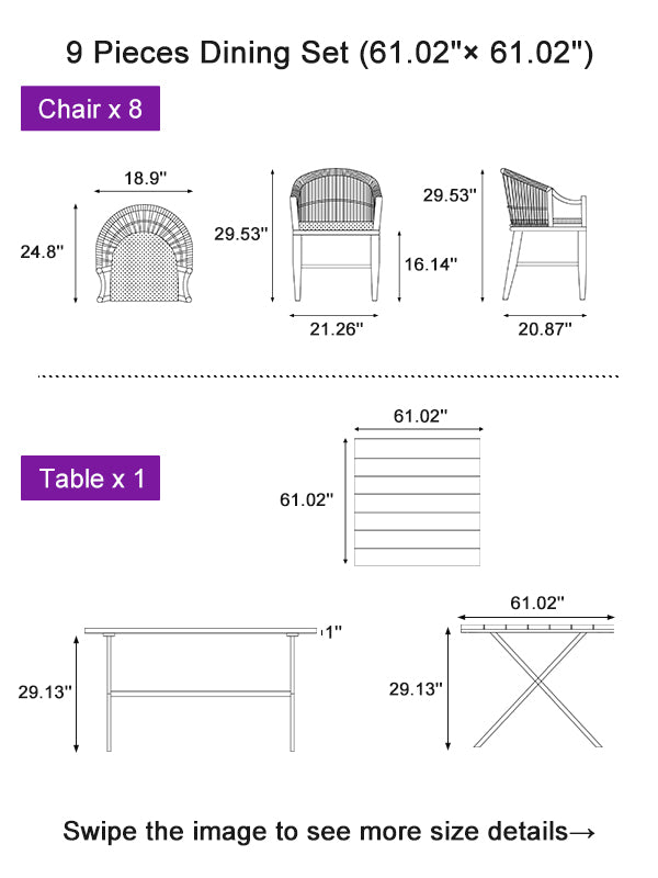 PURPLE LEAF Dining Set