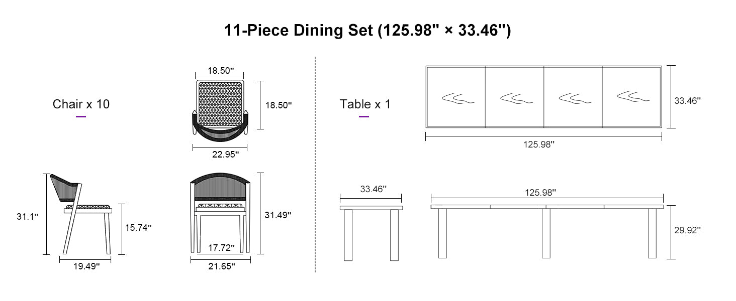 PURPLE LEAF Dining Set