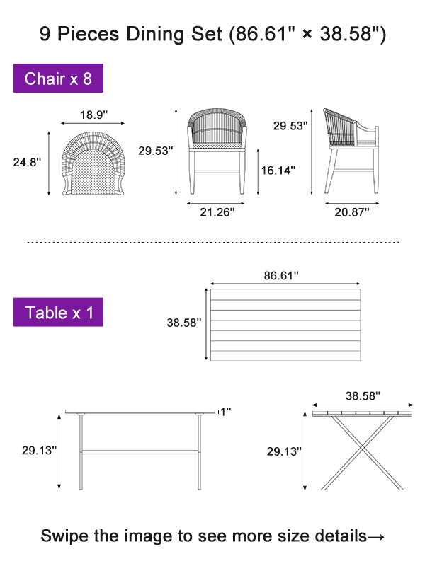 PURPLE LEAF Dining Set