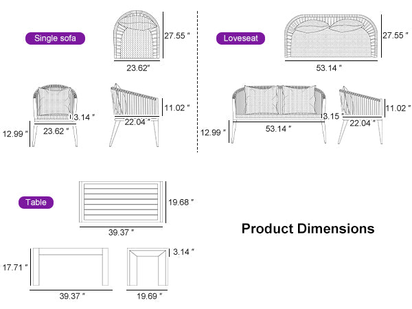 PURPLE LEAF Patio Conversation Set