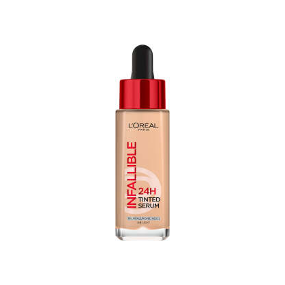 L'Orthtéal Paris Infallible 24H Tinted Serum with 1% Hyaluronic Acid for Radiant Hydrated Skin, Light to Medium Coverage