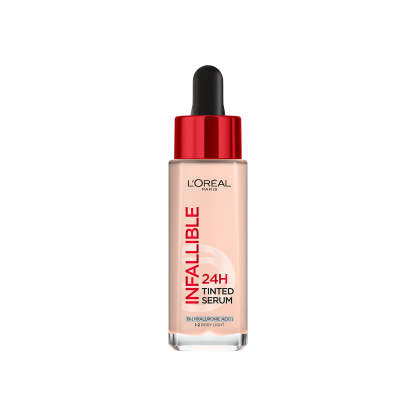 L'Orthtéal Paris Infallible 24H Tinted Serum with 1% Hyaluronic Acid for Radiant Hydrated Skin, Light to Medium Coverage