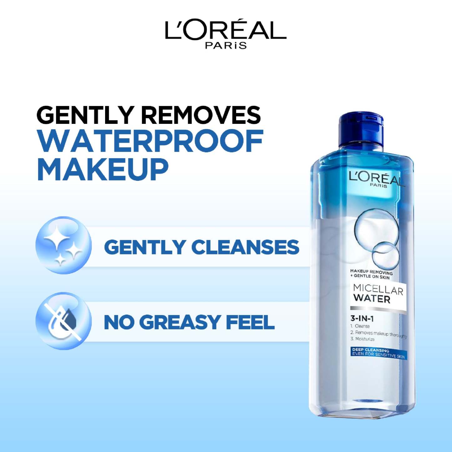L'Orthtéal Paris 3-in-1 Deep Cleansing Micellar Water for long wear makeup remover