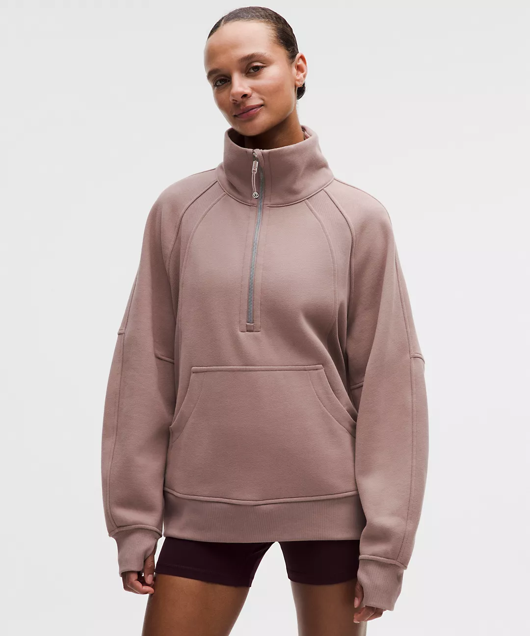 Scuba Oversized Funnel-Neck Half Zip Long