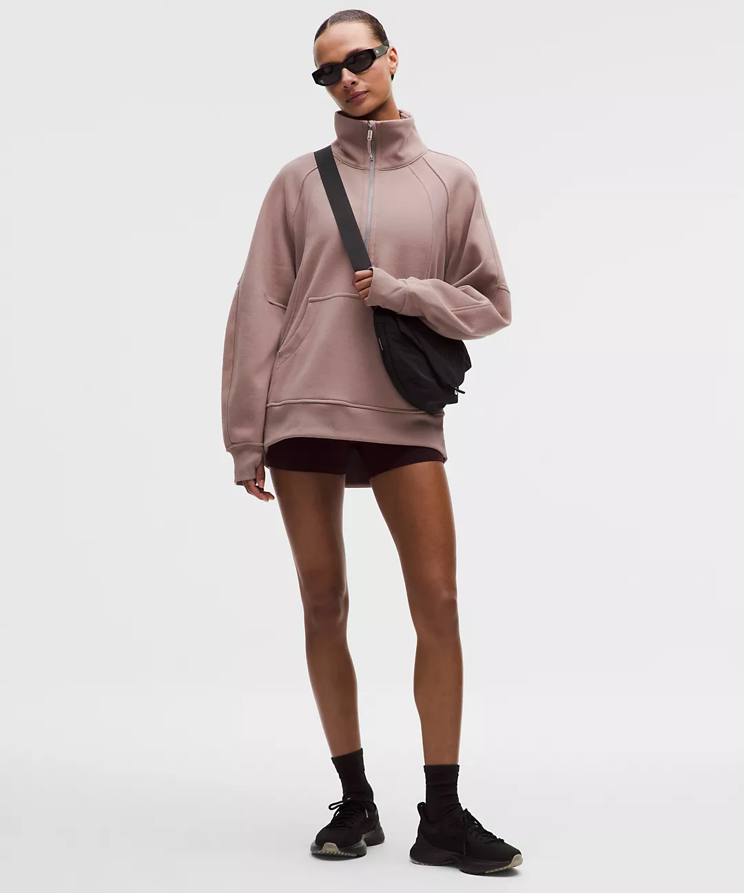 Scuba Oversized Funnel-Neck Half Zip Long
