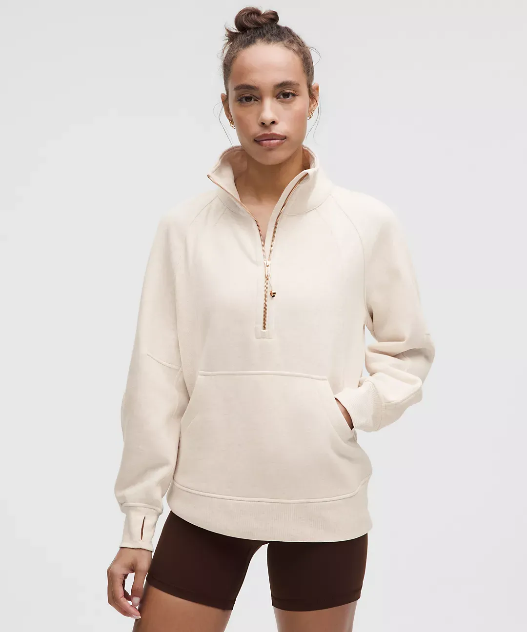 Scuba Oversized Funnel-Neck Half Zip Long