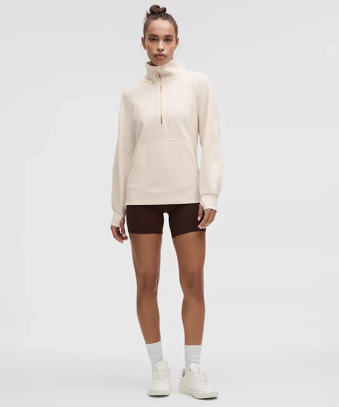 Scuba Oversized Funnel-Neck Half Zip Long