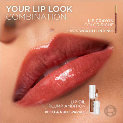 L'Orthtéal Paris Plump Ambition Hyaluron Lip Oil, 24HR Hydration and Volumizing Shine