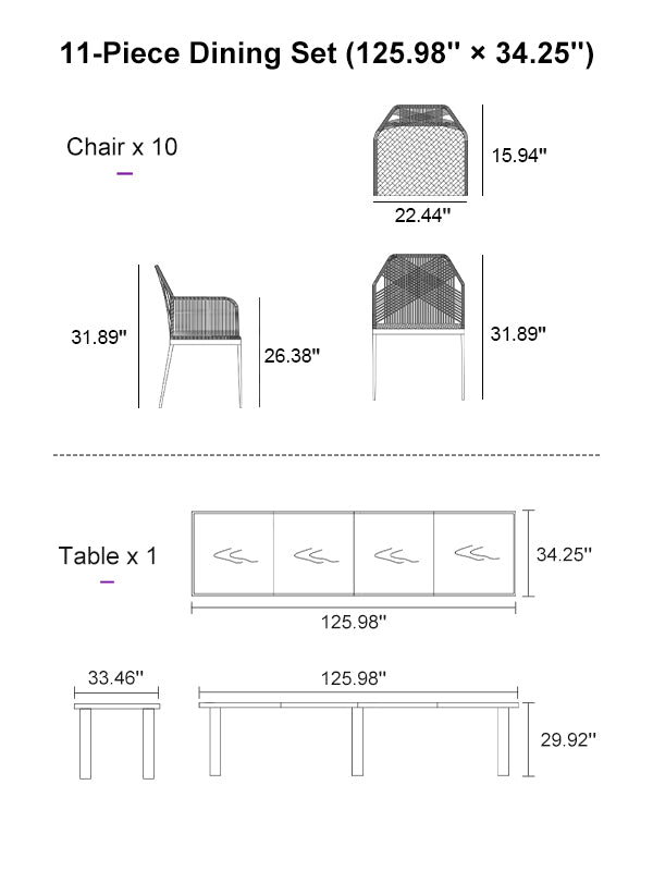 PURPLE LEAF Dining Set