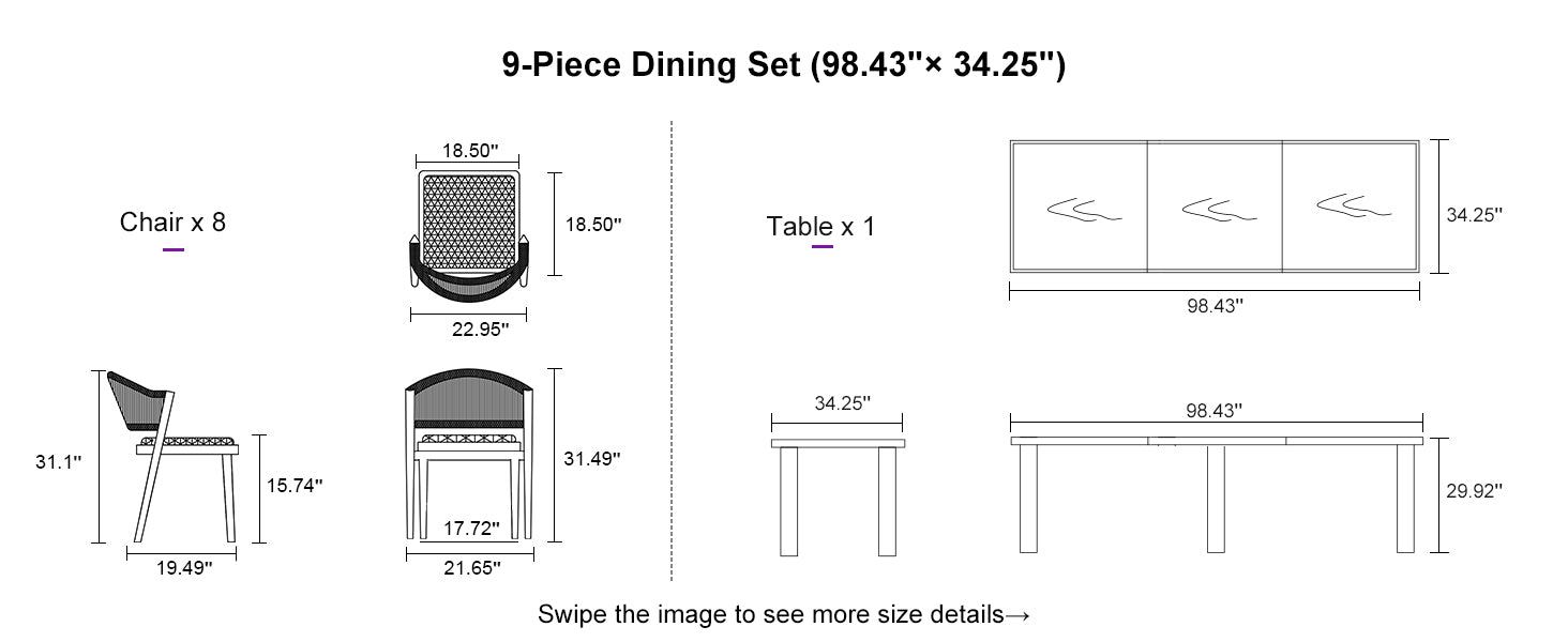 PURPLE LEAF Dining Set