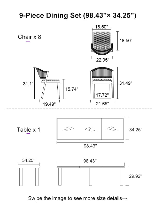PURPLE LEAF Dining Set