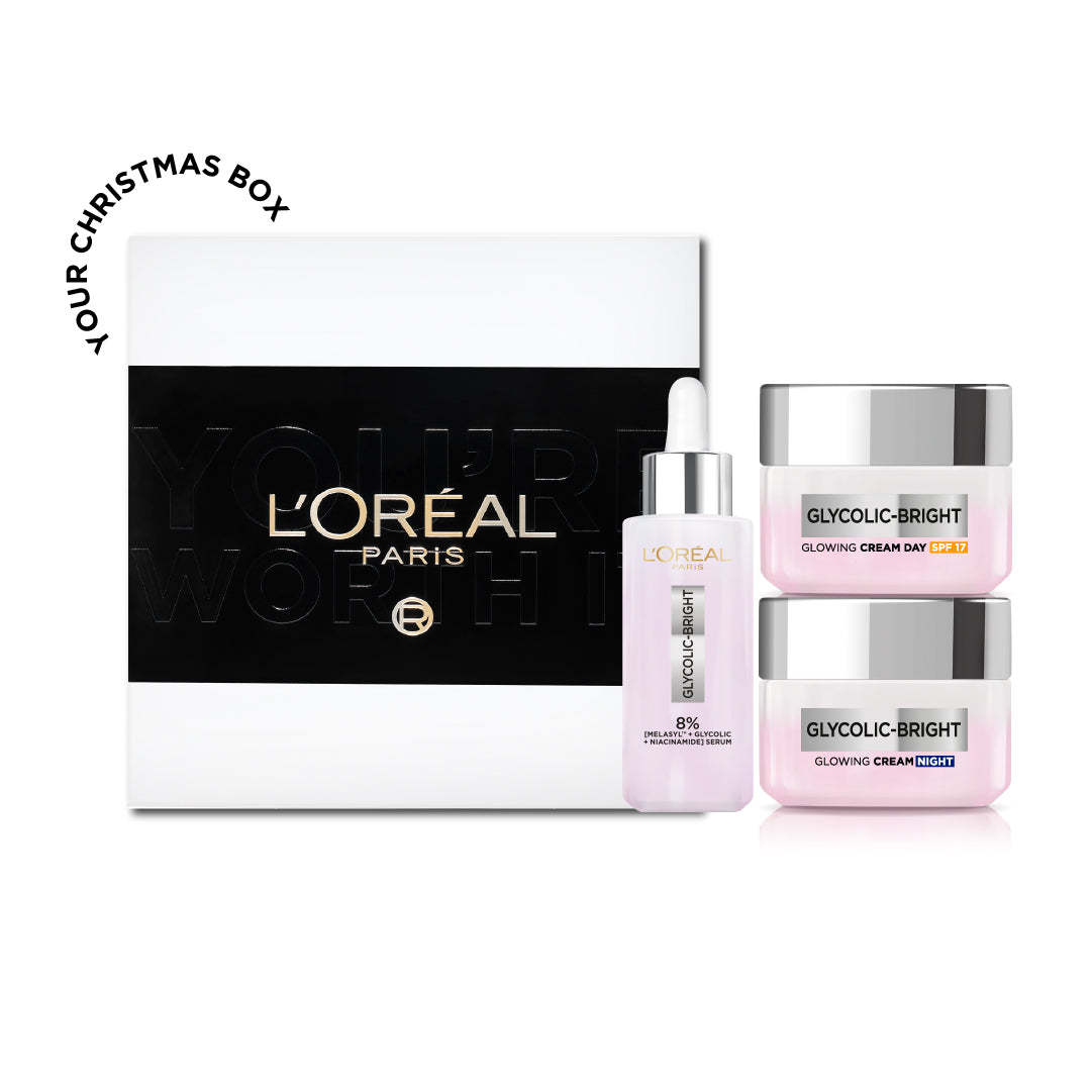 L'Orthtéal Paris Glycolic Bright Serum & Glycolic Bright Day Cream & Glycolic Bright Night Cream Trio