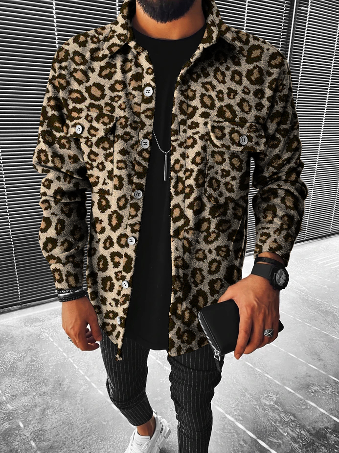 Leopard Print Woolen Coat