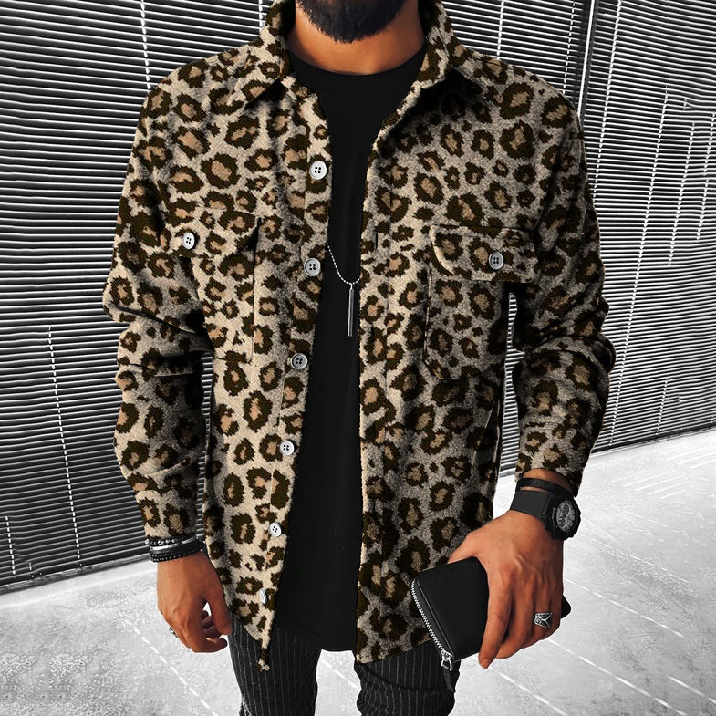 Leopard Print Woolen Coat