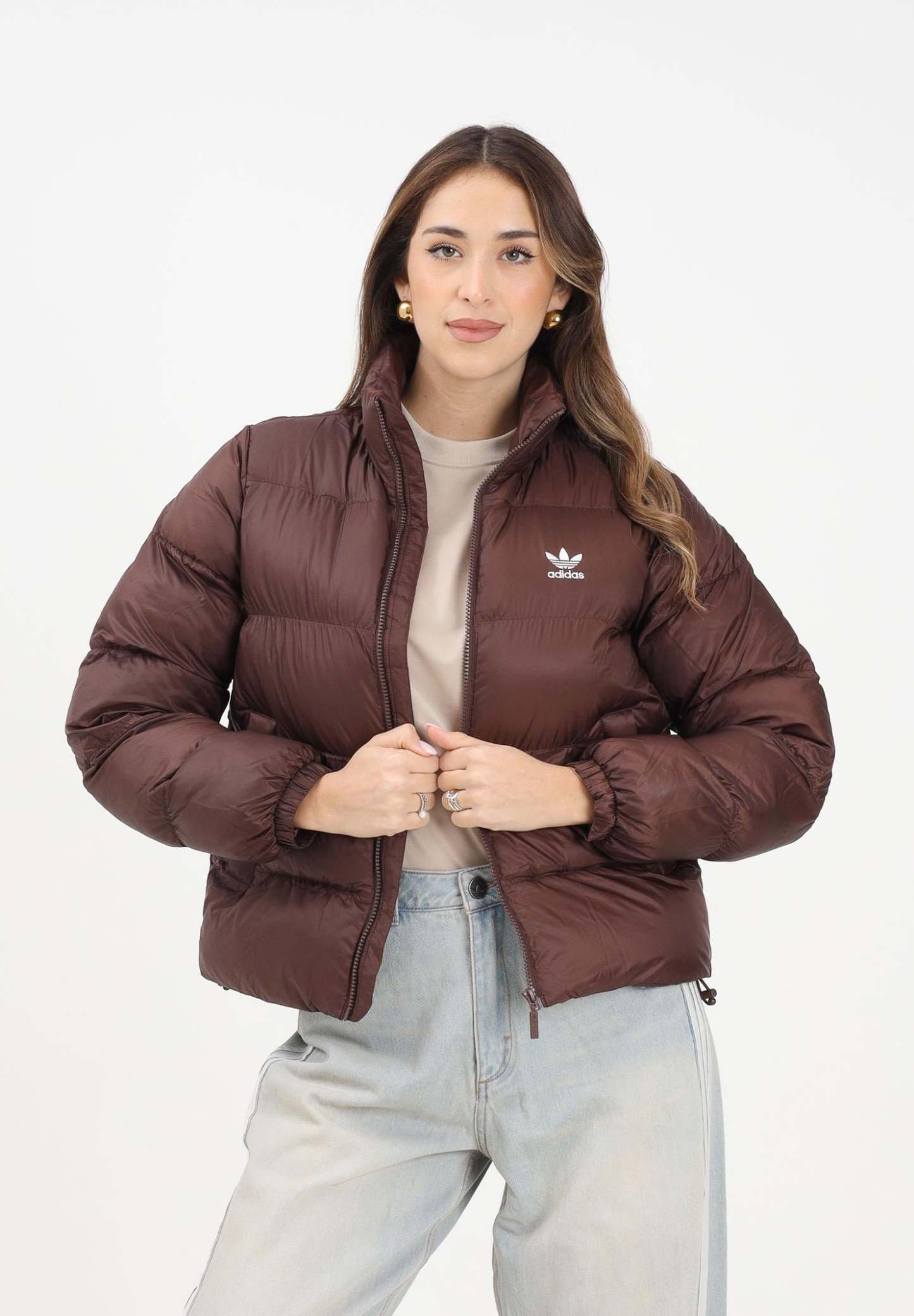 Women's adithtdas Piumino adicolor Short marrone da donna