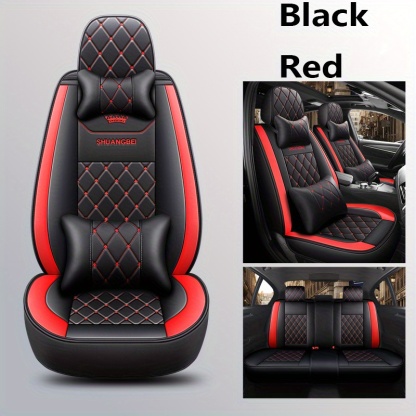 Set de 5 huse de scaun auto Pachet complet Pernă de scaun auto din piele PU Husă de scaun auto universală Set complet compatibil cu modelele cu cinci locuri