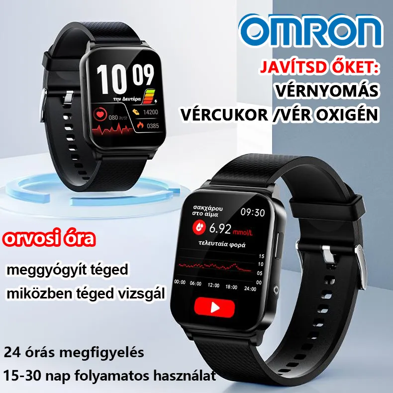 OMRON Nagy pontosságú, nem invazív orvosi vércukormérő okosóra