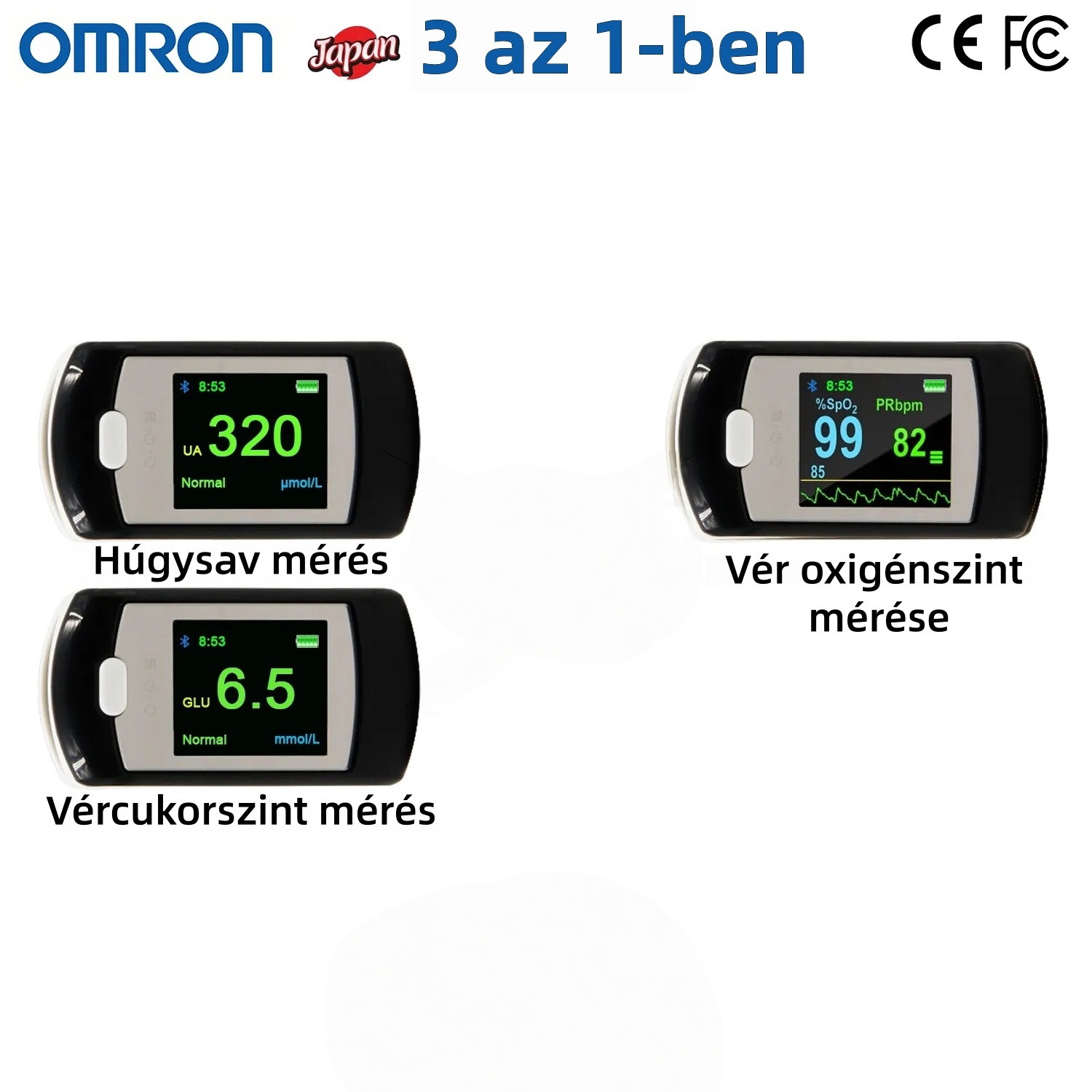 💖OMRON fájdalommentes vércukormérő, fájdalommentes és nem invazív, nem igényel vérvételt, egyszerű teszteredmények pontosak