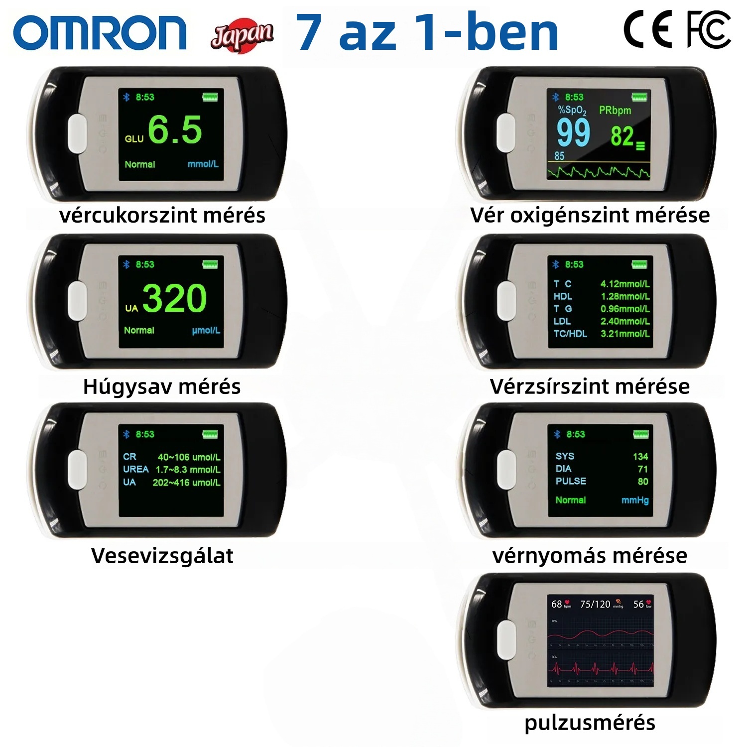 💖OMRON fájdalommentes vércukormérő, fájdalommentes és nem invazív, nem igényel vérvételt, egyszerű teszteredmények pontosak