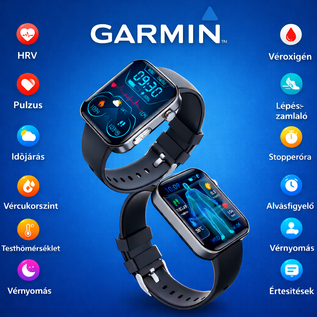 GARMIN AI egészségfigyelő okosóra ⌚️ 2026-os új frissítés! EKG + PPG intelligens mérés – vércukor, vérzsír és húgysav egy órában 🏃‍♂️