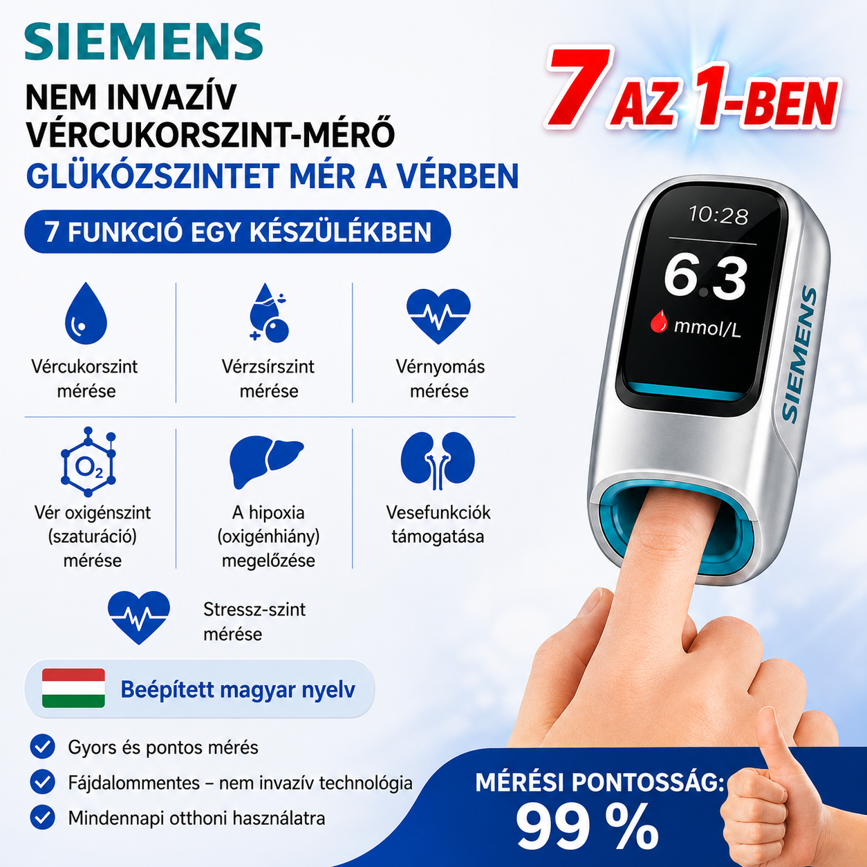 🔥Siemens™ 2026 Új Okos Vércukormérő - Tű és Fájdalommentes Vércukormérés🔥