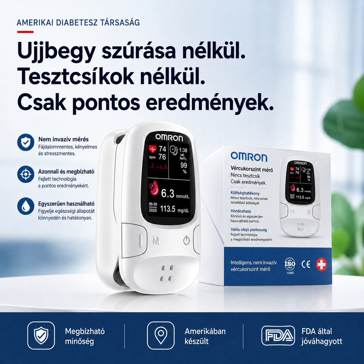🔥 2026 Az Omron™ piacra dobja az újonnan megjelent, nem invazív, intelligens vércukorszintmérőjét 🔥