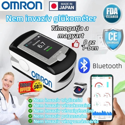 💖OMRON fájdalommentes vércukormérő, fájdalommentes és nem invazív, nem igényel vérvételt, egyszerű teszteredmények pontosak