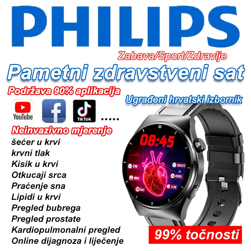 Laserski fizioterapijski sat za daljinsko praćenje otkucaja srca, krvnog tlaka i krvnog tlaka.