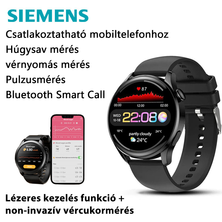 Ceasul de terapie cu laser Siemens monitorizează ritmul cardiac, tensiunea arterială și nivelul de