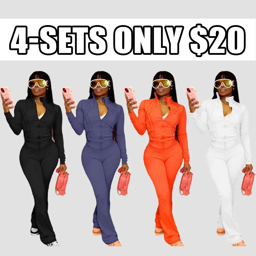 Women's Casual Sporty Two-Piece Set, Long Sleeve Zipper Design, Regular Fit, Fall & Winter, Fashionable Women's Clothing