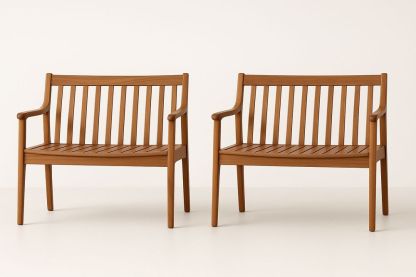 Ensemble de Bancs en Bois Marron-Nordlinea