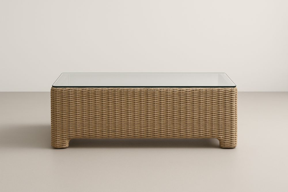 Table basse rectangulaire en verre et résine 110x60x40 cm-Nordlinea