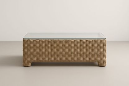 Table basse rectangulaire en verre et résine 110x60x40 cm-Nordlinea