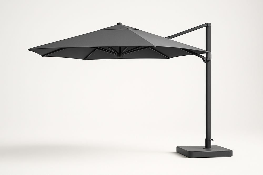 Parasol Droit Rond 300cm Polyester Gris Anthracite Structure Aluminium-Nordlinea