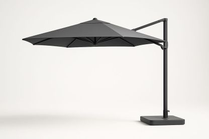 Parasol Droit Rond 300cm Polyester Gris Anthracite Structure Aluminium-Nordlinea