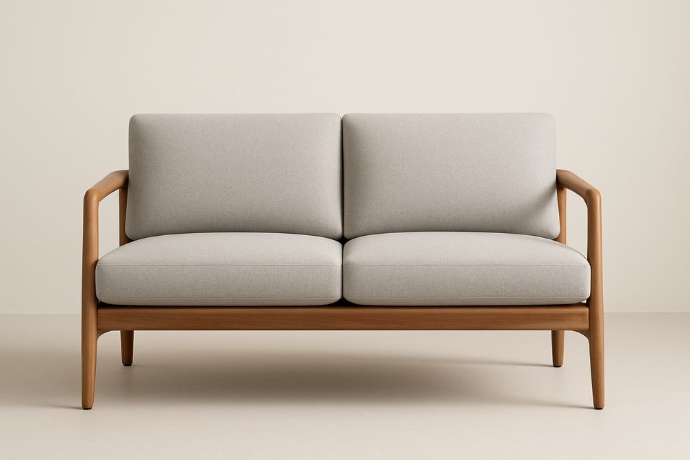 Canapé 2 Places Structure Bois Tissu Gris Clair-Nordlinea