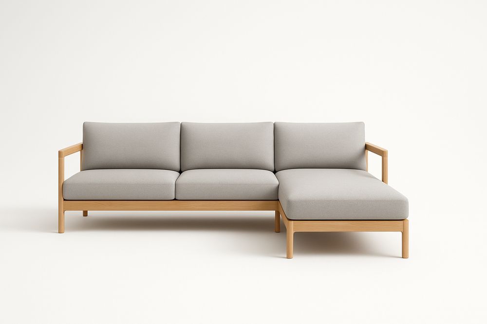 Canapé d'angle en bois et tissu gris 250 cm-Nordlinea