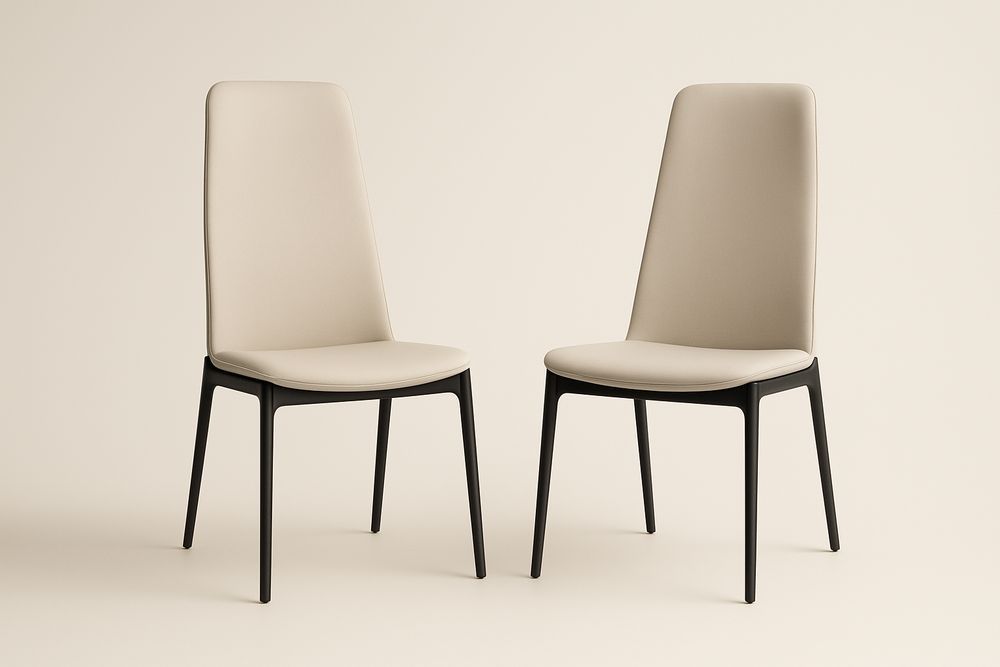 Chaises lot de 2 dossier haut en cuir synthétique cadre métallique noir-Nordlinea