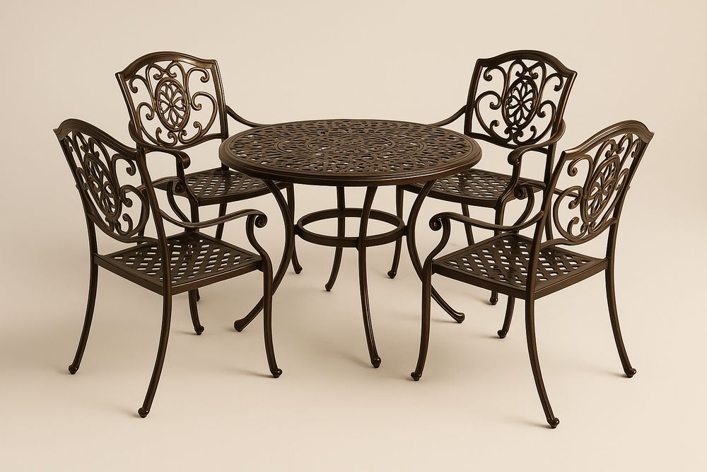 Salon de jardin en métal avec table ronde et chaises-Nordlinea