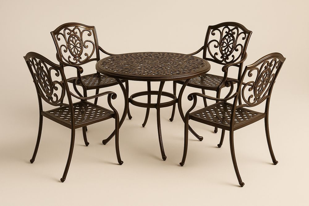 Salon de jardin en métal avec table ronde et chaises-Nordlinea