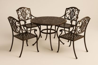 Salon de jardin en métal avec table ronde et chaises-Nordlinea